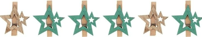 Деревянные прищепки Neon-Night Звездочки бирюзовые 16x4,5x1,3 cм (6 шт.) [504-033]