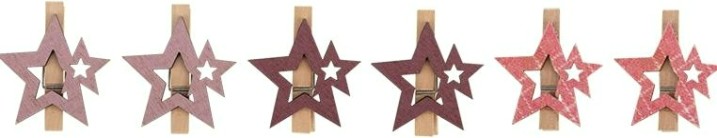 Деревянные прищепки Neon-Night Звездочки розовые 16x4,5x1,3 cм (6 шт.) [504-034]