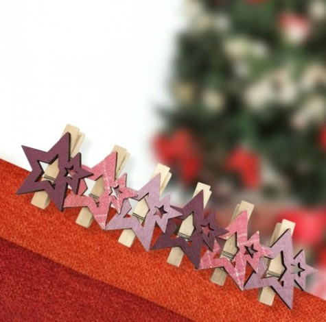 Деревянные прищепки Neon-Night Звездочки розовые 16x4,5x1,3 cм (6 шт.) [504-034]