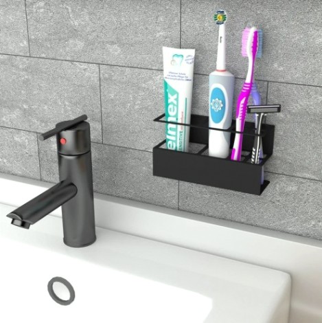 Держатель EMBODIMENT EMB-TBRUH-W-B для зубных щеток и аксессуаров для ванны,черный