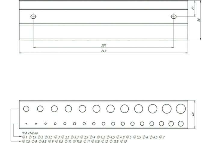 Держатель EMBODIMENT EMB-WODRB-B для хранения сверл, настенный, черный Держатель EMBODIMENT EMB-WODRB-B для хранения сверл, настенный, черный