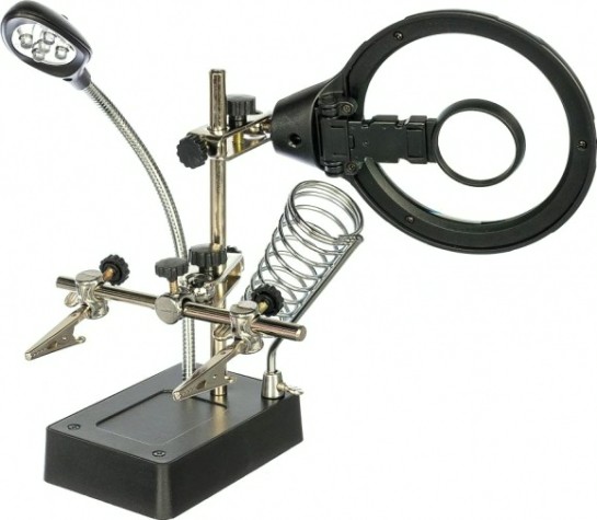 Держатель REXANT "Третья рука" с лупой х2.5 12-0250 [12-0250]
