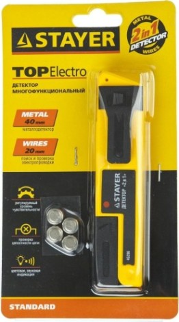 Детектор STAYER TOPElectro "standard" многофункциональный, 2в1 [45296]