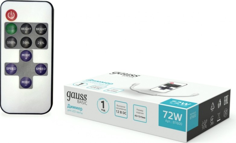 Диммер GAUSS BT600 basic для ленты led 12v 72w