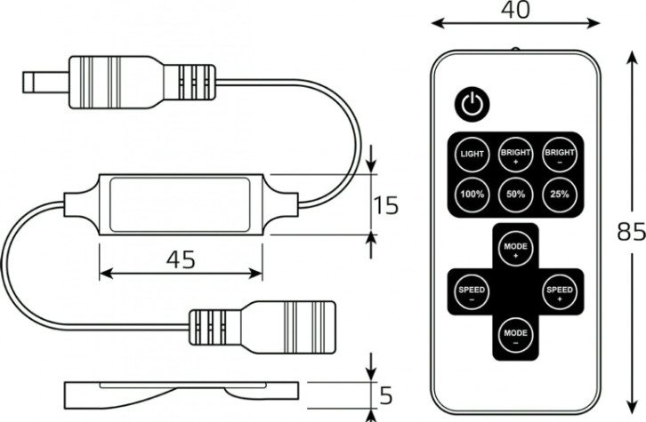 Диммер GAUSS BT600 basic для ленты led 12v 72w Диммер GAUSS BT600 basic для ленты led 12v 72w