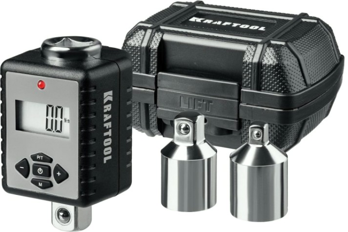 Динамометрический адаптер KRAFTOOL 64044-200 электронный "digital-a" с переходниками, 1/2", нм