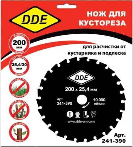 Диск кустореза DDE WOOD CUT (200x25,4/20 мм; 26 зубьев) [241-390]