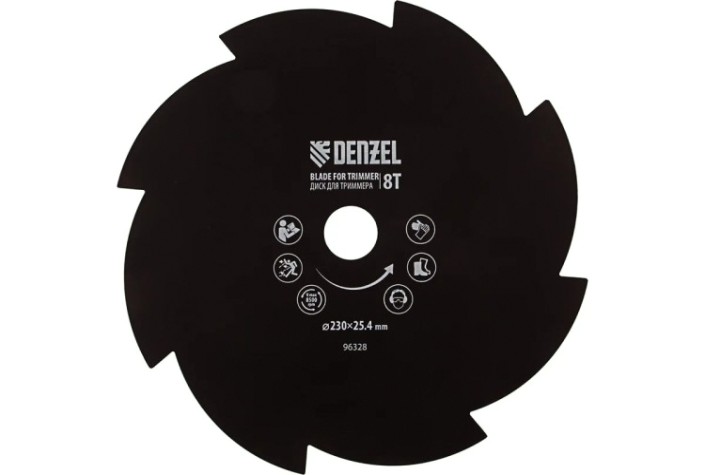 Диск кустореза Denzel 230х25,4 толщина 1,6 мм, 8 лезвий [96328]