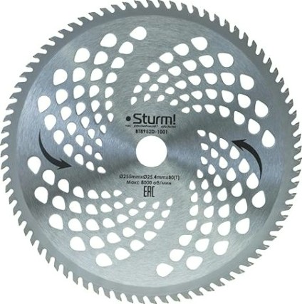 Диск кустореза Sturm BT8952D-1001 255ммx25, 4x80, с твердосплавными напайками