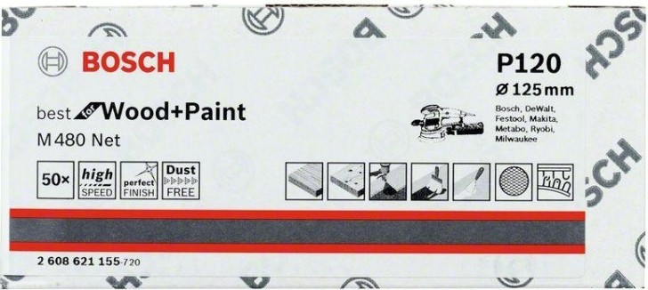Диск на сетчатой основе BOSCH 125 мм G 120 Best for Wood+Paint PRO [2608621155]