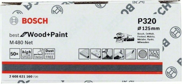 Диск на сетчатой основе BOSCH 125 мм G 320 Best for Wood+Paint PRO [2608621160]