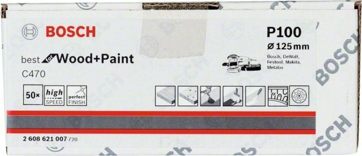 Диск на велюровой основе с отверстиями BOSCH 125 мм K 120 Best for Wood+Paint MULTIHOLE [2608621008]