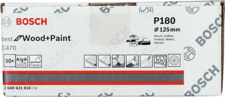 Диск на велюровой основе с отверстиями BOSCH 125 мм K 180 Best for Wood+Paint MULTIHOLE [2608621010]