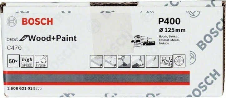 Диск на велюровой основе с отверстиями BOSCH 125 мм K 400 Best for Wood+Paint MULTIHOLE [2608621014]