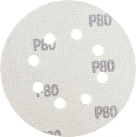 Диск на велюровой основе Sturm 9010-1258-080 "под липучку", d125мм, p80, 8 отв., 5 штук.