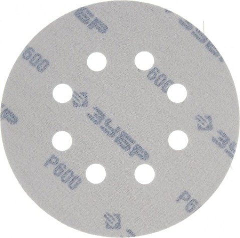 Диск на велюровой основе ЗУБР МАСТЕР 8 отверстий, р600, 125мм, 5 шт [35562-125-600]