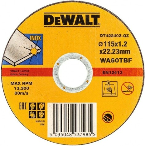 Диск отрезной по металлу DeWALT 115х1.2x22.2 мм A24RBF Extreme DT42240Z-QZ [DT42240Z-QZ]