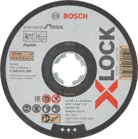 Диск отрезной по нержавеющей стали BOSCH 125х1,0х22 мм WA60T-BF (10шт) Standard for Inox ж/б [2608619267]