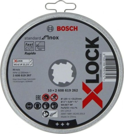 Диск отрезной по нержавеющей стали BOSCH 125х1,0х22 мм WA60T-BF (10шт) Standard for Inox ж/б [2608619267]