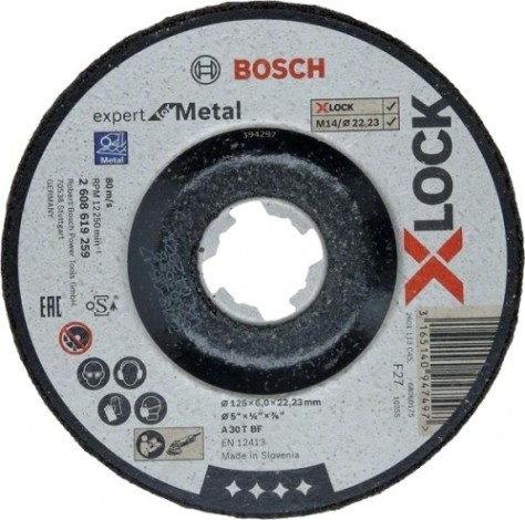 Диск шлифовальный по металлу BOSCH 125х6х22.2 мм A 30 T BF Expert for Metal [2608619259]