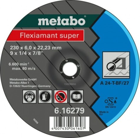 Диск шлифовальный по металлу METABO 125x6,0х22,23 мм A24T Flexiamant S [616486000]