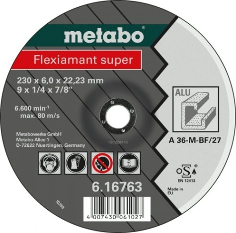Диск шлифовальный по металлу METABO 125x6,0х22,23 мм A36M ALU Flexiamant S [616749000]