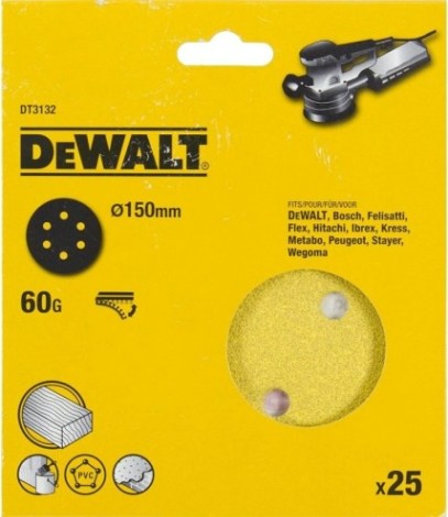 Диски на велюровой основе с отверстиями DeWALT DT3132-QZ 150 мм, 6 отв. G60