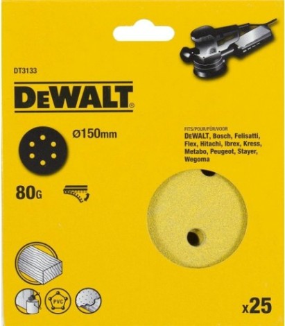 Диски на велюровой основе с отверстиями DeWALT DT3133-QZ 150 мм, 6 отв. G80