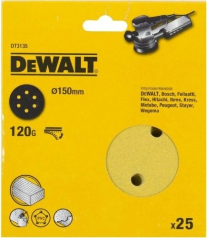 Диски на велюровой основе с отверстиями DeWALT DT3135-QZ 150 мм, 6 отв. G120