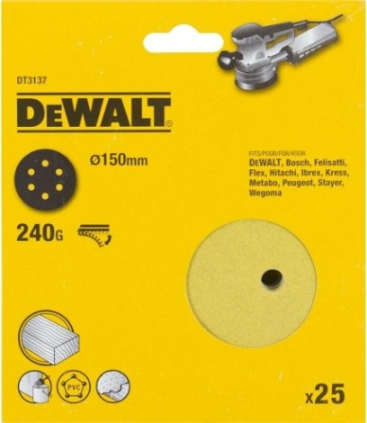 Диски на велюровой основе с отверстиями DeWALT DT3137-QZ 150 мм, 6 отв. P240