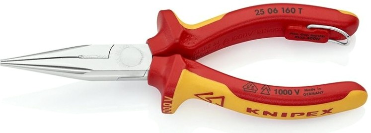 Длинногубцы диэлектрические KNIPEX 2506160T 160 мм с режущими кромками [KN-2506160T]