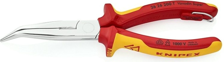 Длинногубцы диэлектрические KNIPEX 2626200T 200 мм с режущими кромками, хромированные [KN-2626200T]