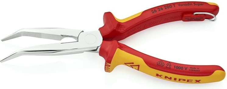Длинногубцы диэлектрические KNIPEX 2626200T 200 мм с режущими кромками, хромированные [KN-2626200T]