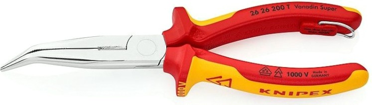 Длинногубцы диэлектрические KNIPEX 2626200TBK 200 мм с режущими кромками, хромированные [KN-2626200TBK]