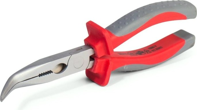 Длинногубцы диэлектрические КВТ серия "СТАНДАРТ" 200 мм с изогнутыми губками [60473]