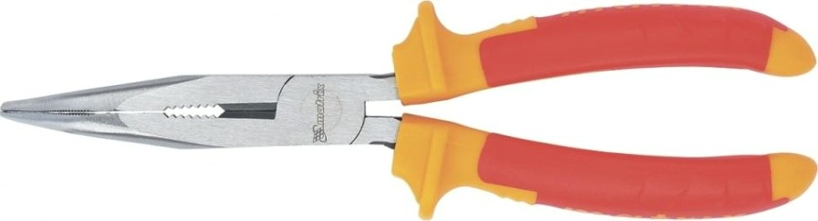 Длинногубцы диэлектрические MATRIX "Insulated" 200 мм, изогнутые, двухкомпонентные рукоятки 17474 [17474]