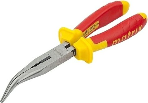 Длинногубцы диэлектрические MATRIX "Insulated" 200 мм, изогнутые, двухкомпонентные рукоятки 17474 [17474]