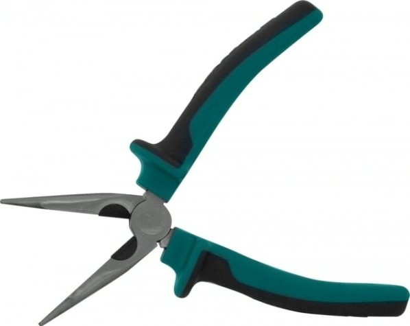 Длинногубцы JONNESWAY P1218 изогнутые с двухкомпонентными рукоятками, 200 мм [049415]