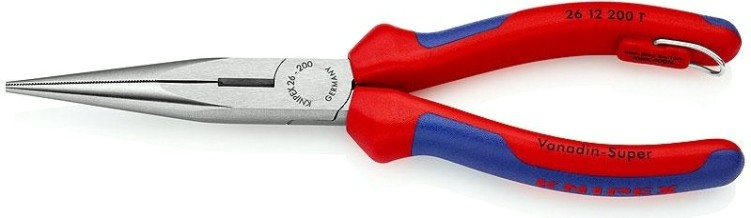Длинногубцы KNIPEX 2612200TBK 200 мм с режущими кромками [KN-2612200TBK]