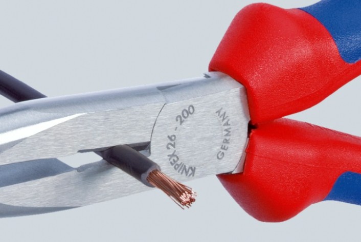 Длинногубцы KNIPEX KN-2611200SB с режущими кромками, 200 мм