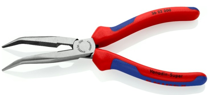 Длинногубцы KNIPEX KN-2622200TBK с режущими кромками, губки 40°, 200 мм