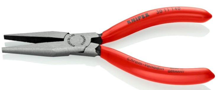 Длинногубцы KNIPEX KN-3011140SB плоские рифленные губки 42 мм, длина 140 мм