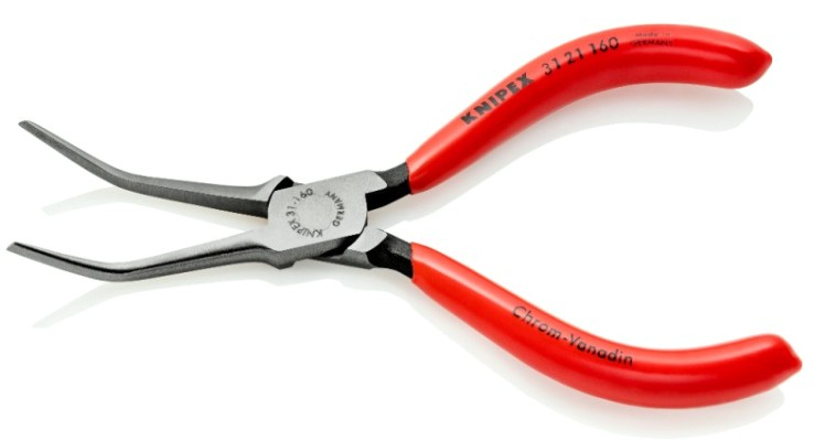 Длинногубцы KNIPEX KN-3121160SB острые, плоские гладкие губки 55 мм 45°, длина 160