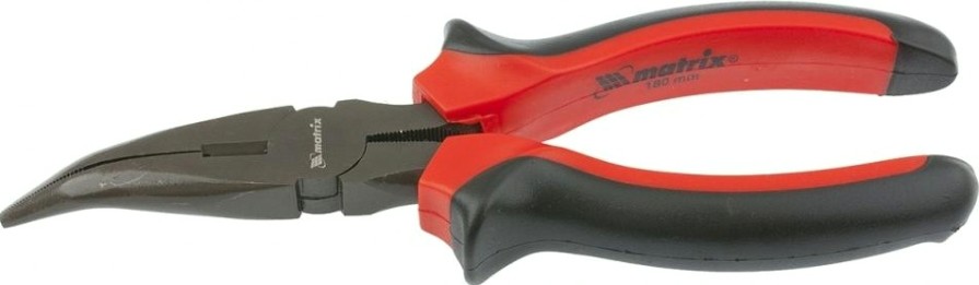 Длинногубцы MATRIX "Black Nickel" 160 мм, изогнутые, двухкомпонентные рукоятки 17458 [17458]
