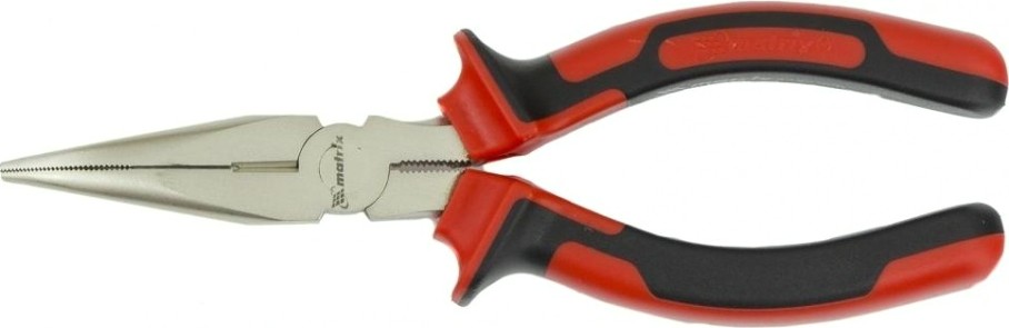 Длинногубцы MATRIX "NICKEL" 200 мм, изогнутые, двухкомпонентные рукоятки 17424 [17424]