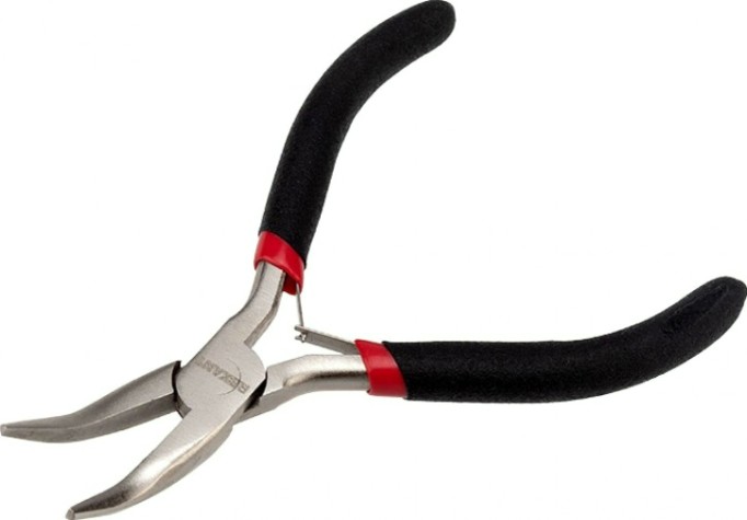 Длинногубцы REXANT Мини 120 мм изогнутые, авторазжим, обливные рукоятки [12-4603]