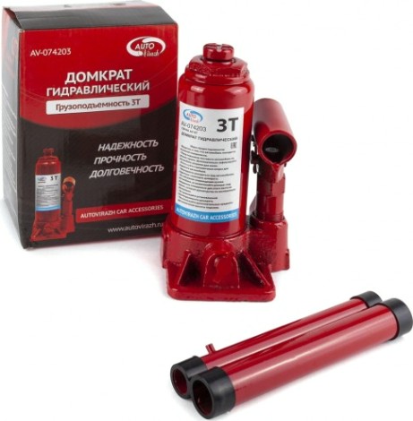 Домкрат бутылочный Autovirazh AV-074203 3 т (красный)