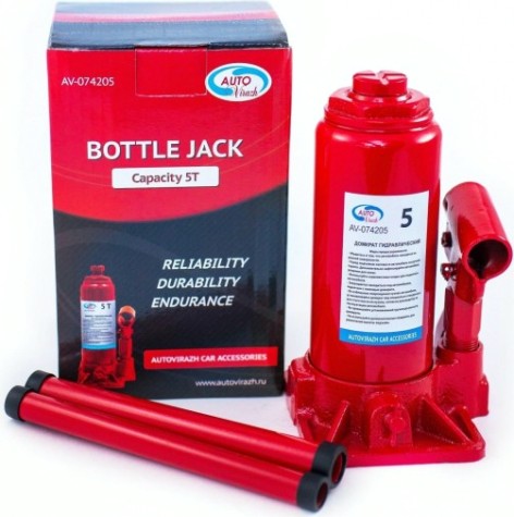 Домкрат бутылочный Autovirazh AV-074205 5 т (красный) Домкрат бутылочный Autovirazh AV-074205 5 т (красный)