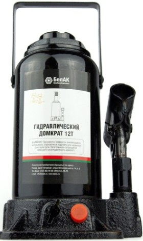 Домкрат бутылочный БелАК 12 тонн TUV 2 клапана, 205/405 мм (БАК.00033) [БАК.00033]