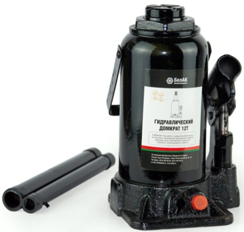 Домкрат бутылочный БелАК 12 тонн TUV 2 клапана, 205/405 мм (БАК.00033) [БАК.00033]